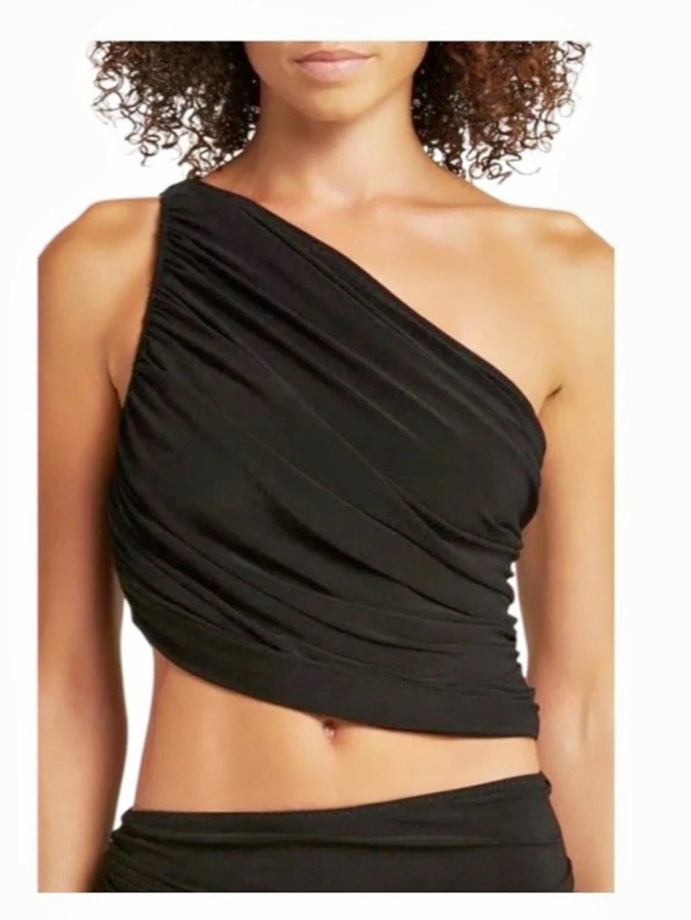 Norma Kamali Diana one shoulder ruched top in black - size S